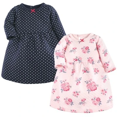 Hudson Baby Infant Girl Cotton Dresses, Pink And Navy Floral - Image 12