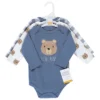 Hudson Baby Infant Boy Cotton Long-Sleeve Bodysuits 3pk, Little Bear