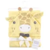 Hudson Baby Infant Boy Cotton Animal Face Hooded Towel, Bowtie Giraffe, One Size