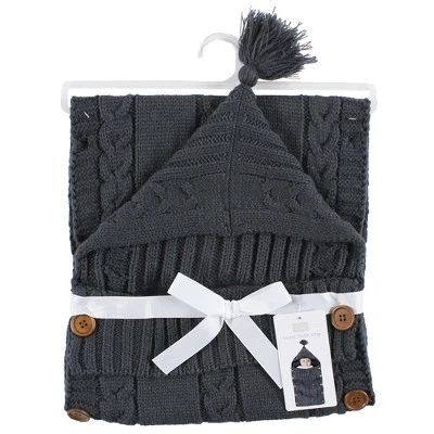 Hudson Baby Infant Boy Knitted Baby Lounge Stroller Wrap Sack, Charcoal, One Size