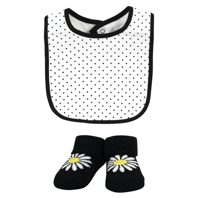 Hudson Baby Infant Girl Cotton Bib And Sock Set, Pretty Daisy, One Size - Image 3