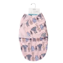Hudson Baby Infant Girl Plush Swaddle Wrap, Pink Safari, 0-3 Months