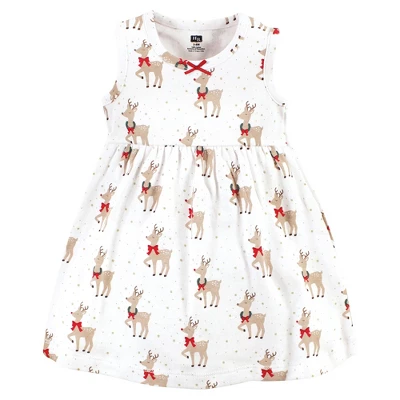 Hudson Baby Infant And Toddler Girl Cotton Dress And Cardigan Set, Fancy Rudolph - Image 3