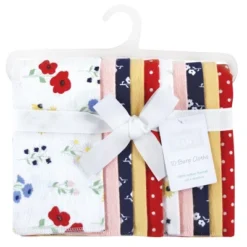 Hudson Baby Infant Girl Cotton Flannel Burp Cloths, Wildflower, One Size