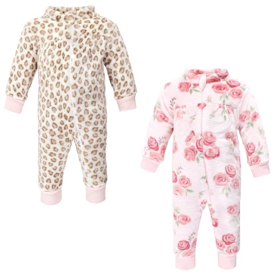 Hudson Baby Infant Girl Plush Jumpsuits, Blush Rose - Image 9