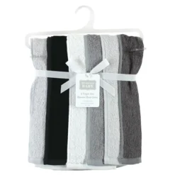 Hudson Baby Infant Rayon From Bamboo Burpcloth 6pk, Black White, One Size