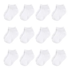 Hudson Baby Infant Unisex Cotton Rich Newborn And Terry Socks, White No-Show