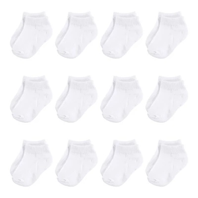 Hudson Baby Infant Unisex Cotton Rich Newborn And Terry Socks, White No-Show