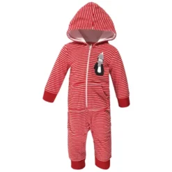 Hudson Baby Infant Fleece Jumpsuits, Coveralls, And Playsuits 2pk, Red Penguin