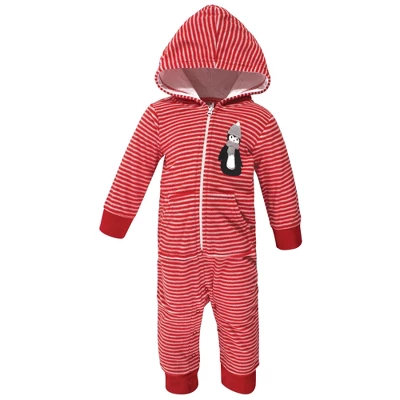Hudson Baby Infant Fleece Jumpsuits, Coveralls, And Playsuits 2pk, Red Penguin