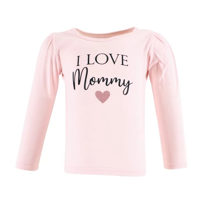 Hudson Baby Infant Girl Long Sleeve T-Shirts, Girl Mommy Pink Navy - Image 2