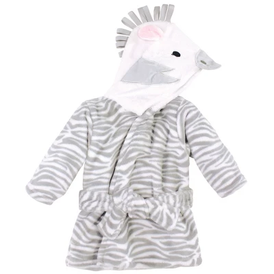 Hudson Baby Infant Girl Plush Animal Face Bathrobe, Gray Zebra, 0-9 Months - Image 2