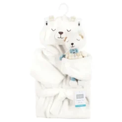 Hudson Baby Unisex Baby Plush Bathrobe And Toy Set, Gingham Bear Boy, One Size