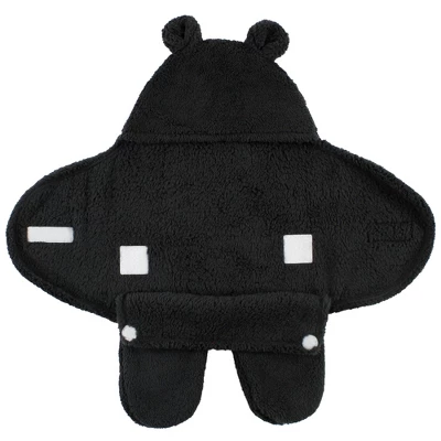 Hudson Baby Unisex Animal Faux Shearling Baby Outdoor Stroller Sack Wrap, Black, One Size - Image 2