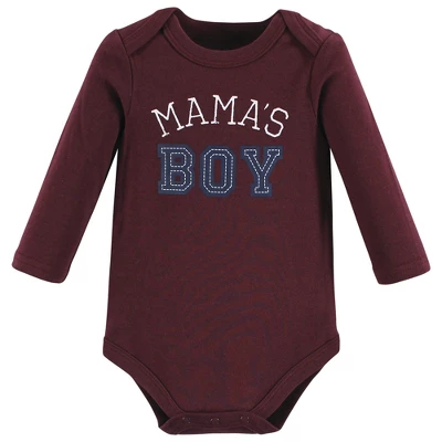 Hudson Baby Infant Boy Cotton Long-Sleeve Bodysuits, Mamas Boy - Image 2