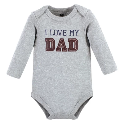 Hudson Baby Infant Boy Cotton Long-Sleeve Bodysuits, Love Dad - Image 2