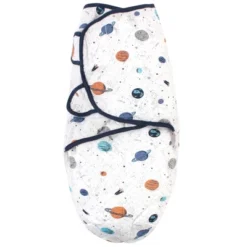 Hudson Baby Infant Boy Quilted Cotton Swaddle Wrap 3pk, Space, 0-3 Months