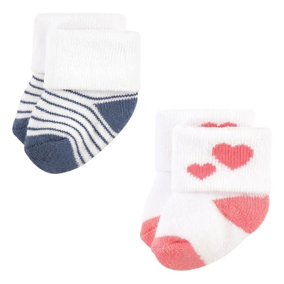 Hudson Baby Infant Girl Cotton Rich Newborn And Terry Socks, Love 12-Pack - Image 2