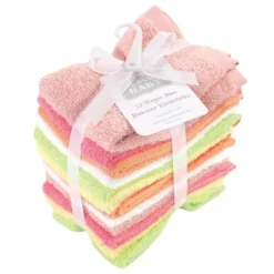 Hudson Baby Infant Girl Rayon From Bamboo Woven Washcloths 12pk, Citrus