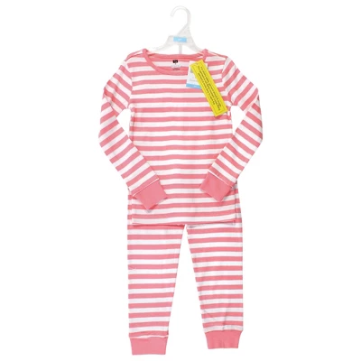 Hudson Baby Infant Girl Cotton Pajama Set, Coral Stripe