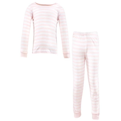 Hudson Baby Infant Girl Cotton Pajama Set, Soft Pink Stripe - Image 4