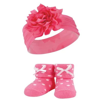 Hudson Baby Infant Girls Headband And Socks Giftset, Teal Coral, One Size - Image 4