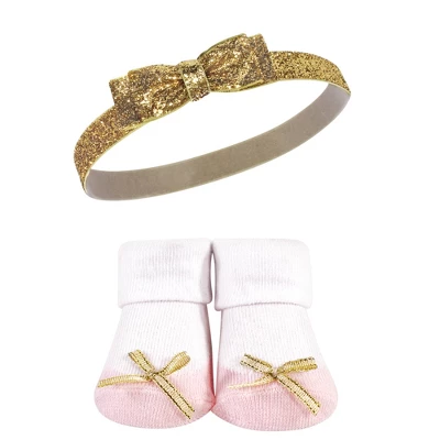 Hudson Baby Girl Headband And Socks Giftset, Gold Unicorn, One Size - Image 4
