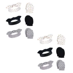 Hudson Baby Infant Girl Cotton Headband And Scratch Mitten Set, Xoxo 12-Piece, 0-6 Months