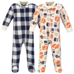 Hudson Baby Infant Boy Fleece Zipper Sleep And Play 2pk, Forest