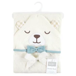 Hudson Baby Unisex Baby Cotton Animal Face Hooded Towel, Gingham Bear Boy, One Size