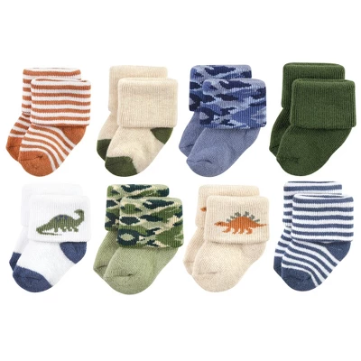Hudson Baby Infant Boys Cotton Rich Newborn And Terry Socks, Dinosaur Explorer - Image 6