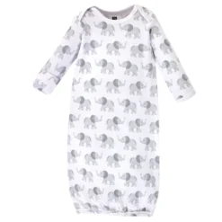 Hudson Baby Cotton Gowns, Gray Elephant, Preemie-Newborn