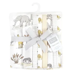 Hudson Baby Cotton Flannel Burp Cloths, Neutral Safari World 7-Pack, One Size