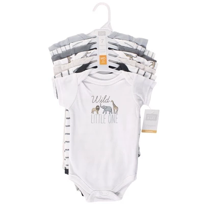 Hudson Baby Infant Unisex Cotton Bodysuits, Modern Neutral Safari