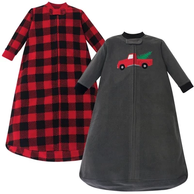Hudson Baby Infant Boy Long-Sleeve Fleece Sleeping Bag, Christmas Tree, 0-9 Months