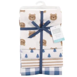 Hudson Baby Infant Boy Cotton Flannel Receiving Blankets, Little Bear, One Size