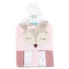 Hudson Baby Infant Girl Hooded Towel And Five Washcloths, Fawn, One Size