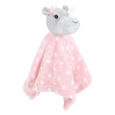 Hudson Baby Infant Girl Plush Blanket With Security Blanket, Rhino, One Size - Image 2