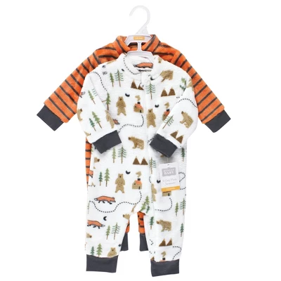 Hudson Baby Infant Boy Plush Jumpsuits, Camping
