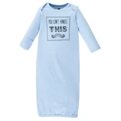 Hudson Baby Infant Boy Cotton Long-Sleeve Gowns 4pk, Mustache, 0-6 Months