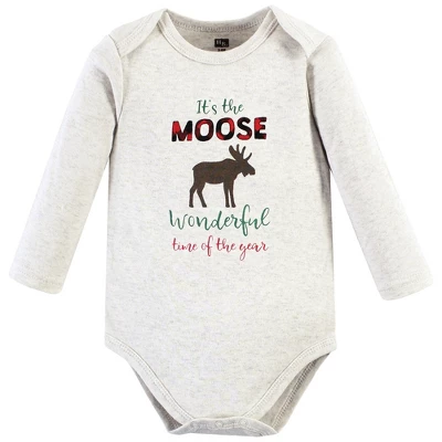 Hudson Baby Unisex Baby Cotton Long-Sleeve Bodysuits, Moose Wonderful Time - Image 2