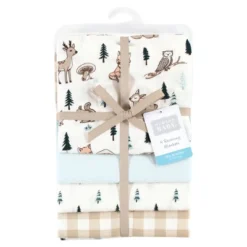 Hudson Baby Infant Boy Cotton Flannel Receiving Blankets, Boy Woodland Pals, One Size