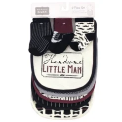 Hudson Baby Infant Boy Cotton Bib And Sock Set 8pk, Vintage Little Man, One Size