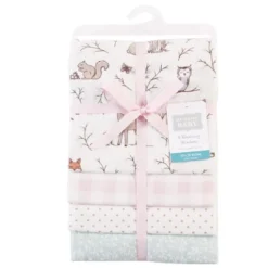 Hudson Baby Unisex Baby Cotton Flannel Receiving Blankets, Enchanted Forest, One Size