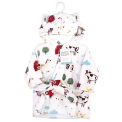 Hudson Baby Infant Boy Plush Animal Face Bathrobe, Boy Farm Animals, 0-9 Months