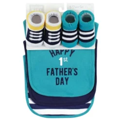 Hudson Baby Infant Boy Cotton Bib And Sock Set, Boy Fathers Day, One Size