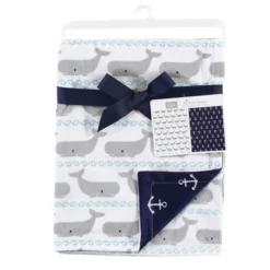 Hudson Baby Infant Boy Plush Mink Blanket, Whales, One Size
