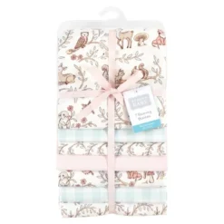 Hudson Baby Infant Girl Cotton Flannel Receiving Blankets Bundle, Girl Woodland Pals, One Size