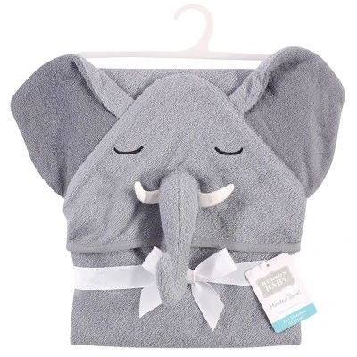 Hudson Baby Infant Boy Cotton Animal Face Hooded Towel, Tusks Elephant, One Size