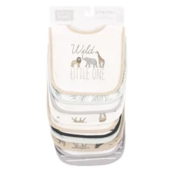 Hudson Baby Infant Unisex Cotton Bibs, Modern Neutral Safari, One Size